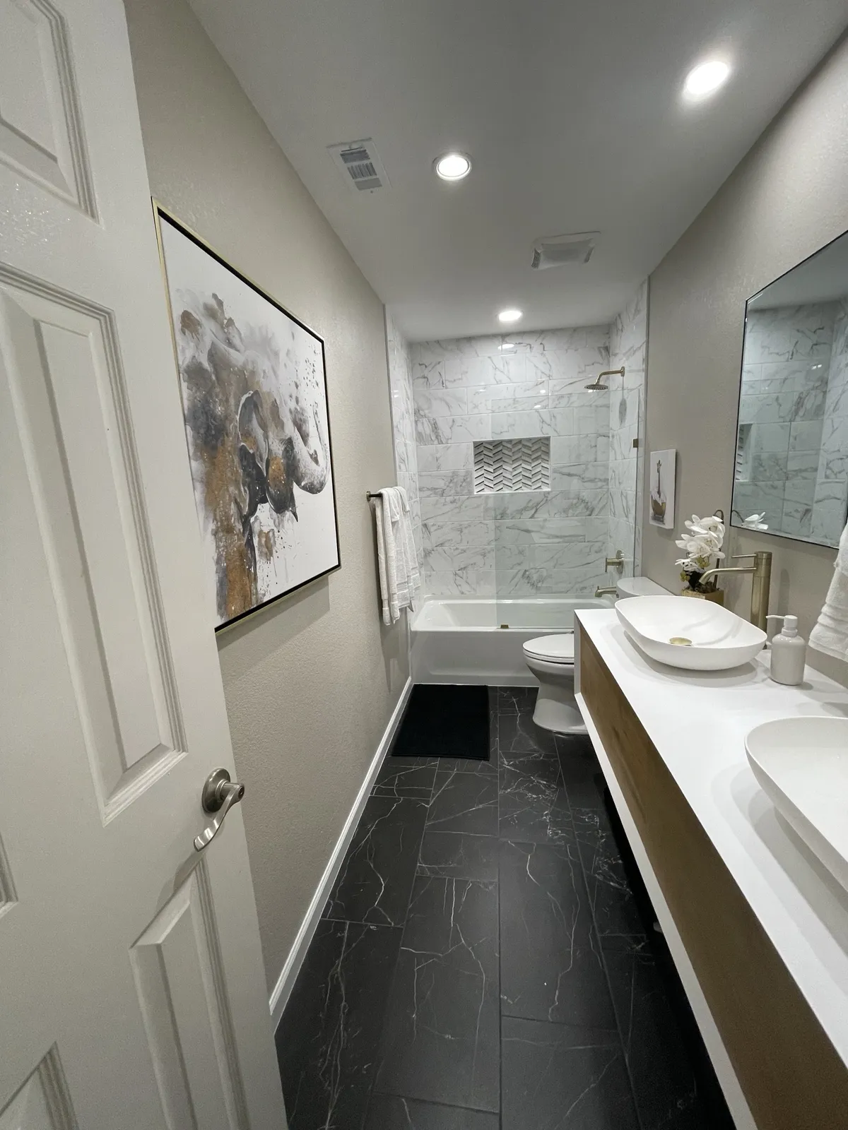 After: view from doorway to tub shower