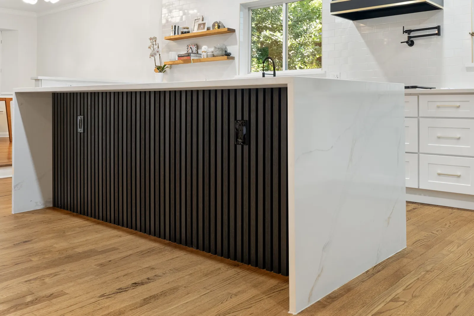 After: slatted island detail