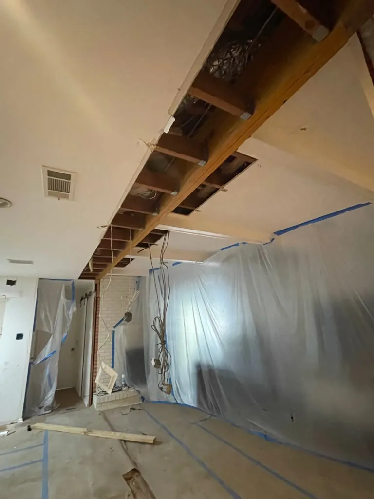 During: LVL beam installed ceiling open
