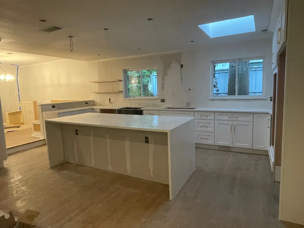 During: new island quartz installed