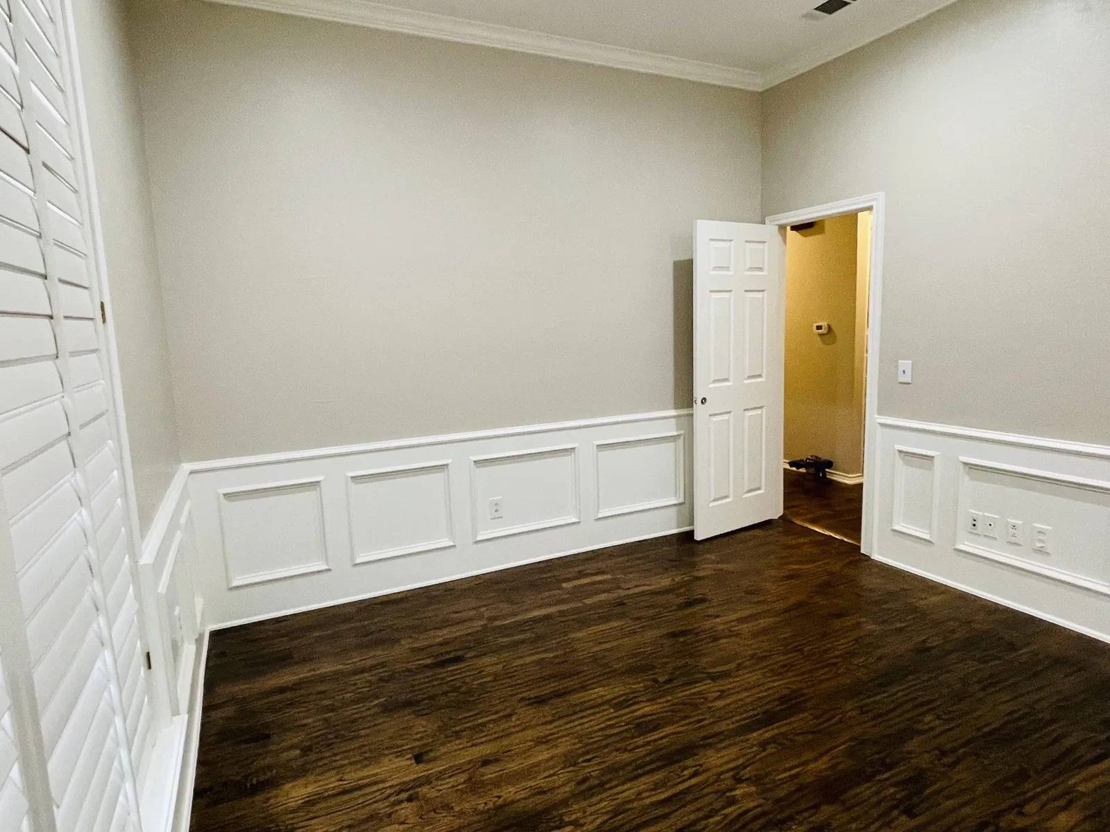 After: wainscot wall and new hallway door