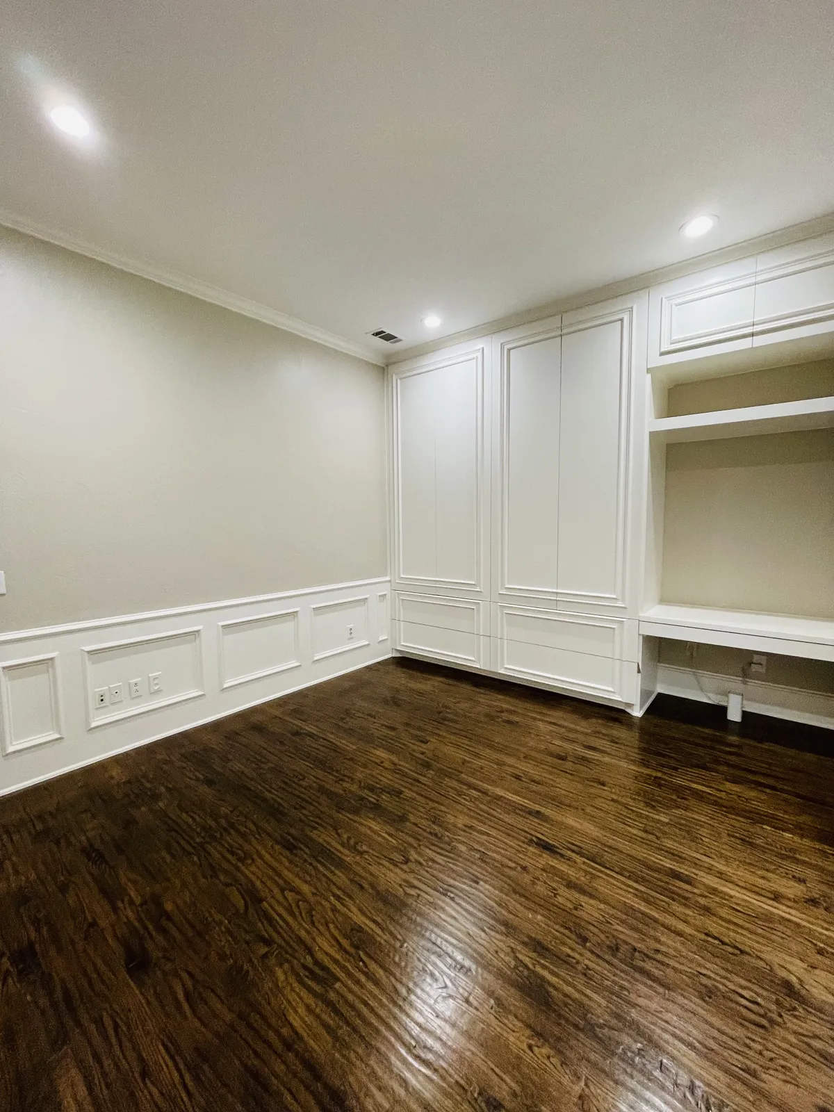 After: wardrobe wall from room corner