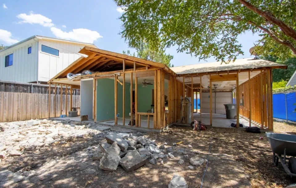 Demo: rear framing and garage