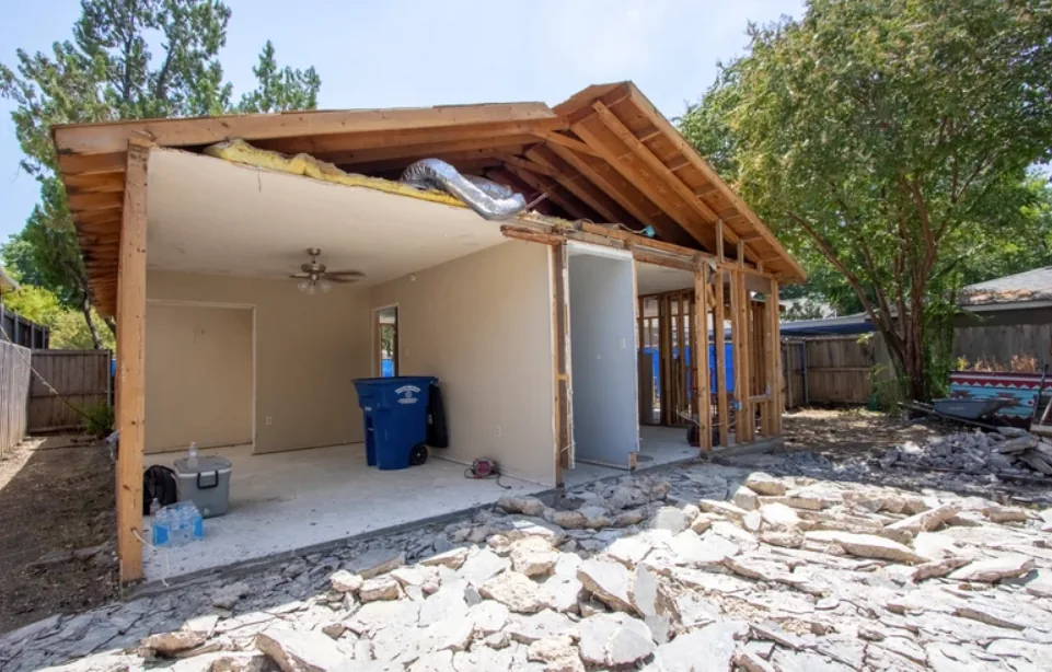 Demo: rear gutted structure