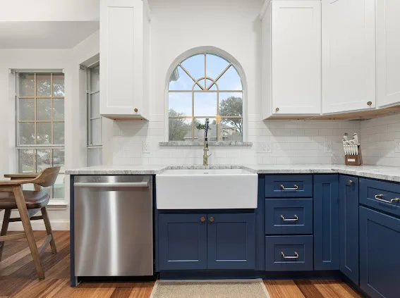 After: arched window over the farmhouse sink
