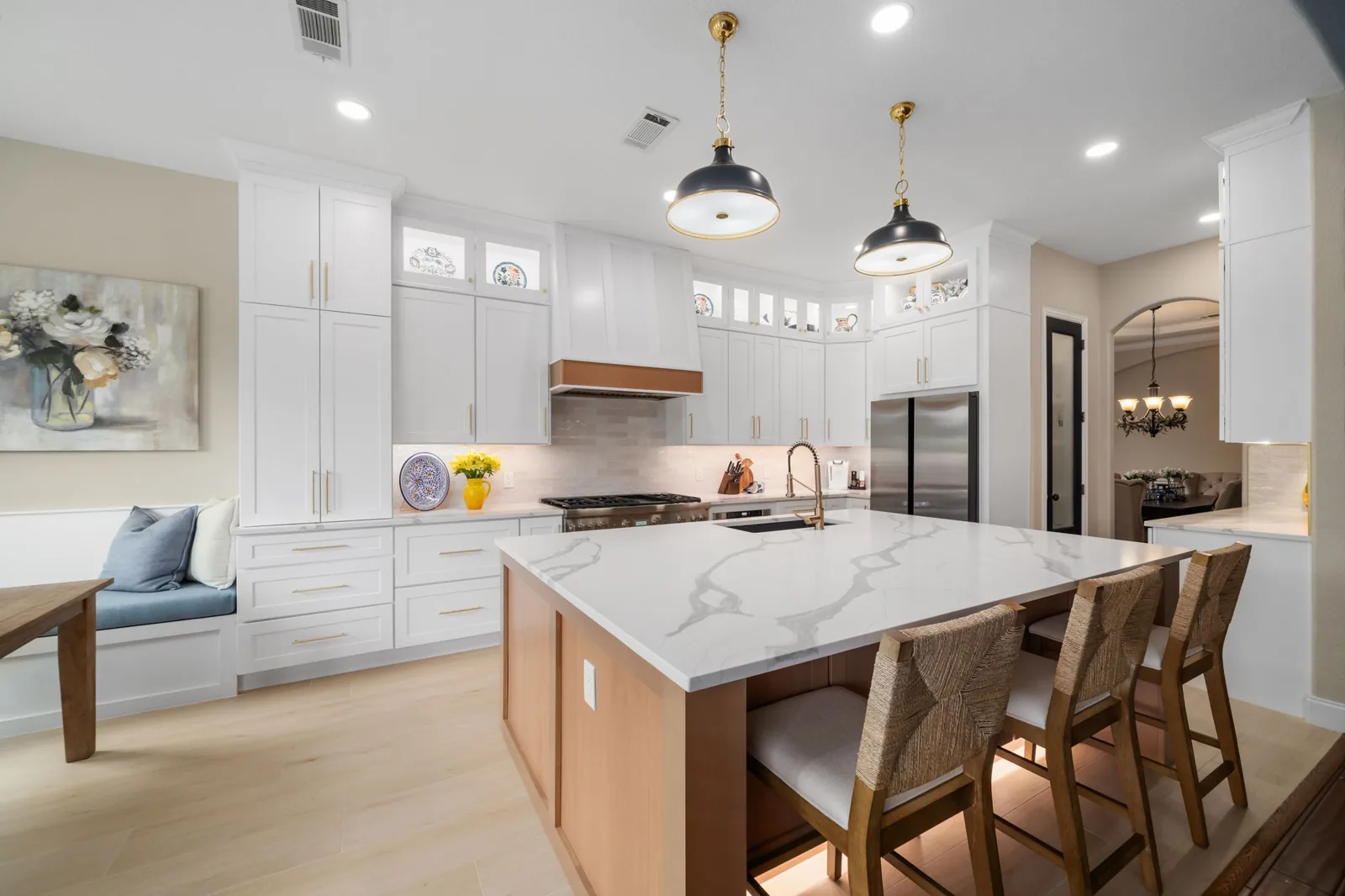 After: island and cabinets angle