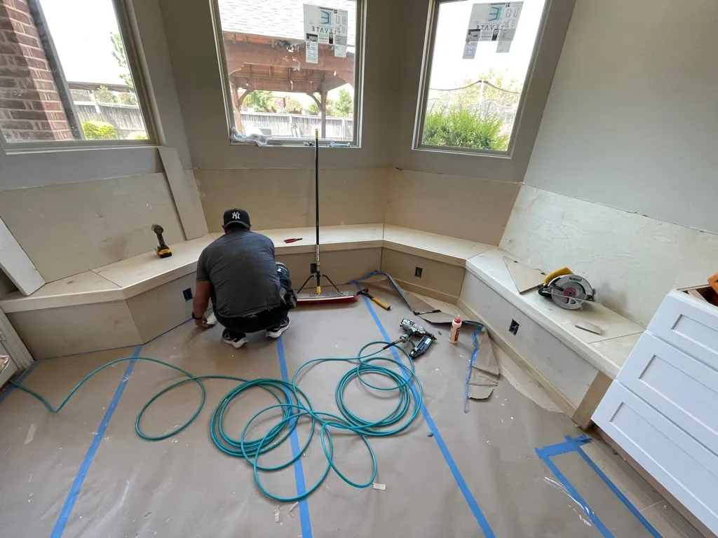During: building breakfast nook bench