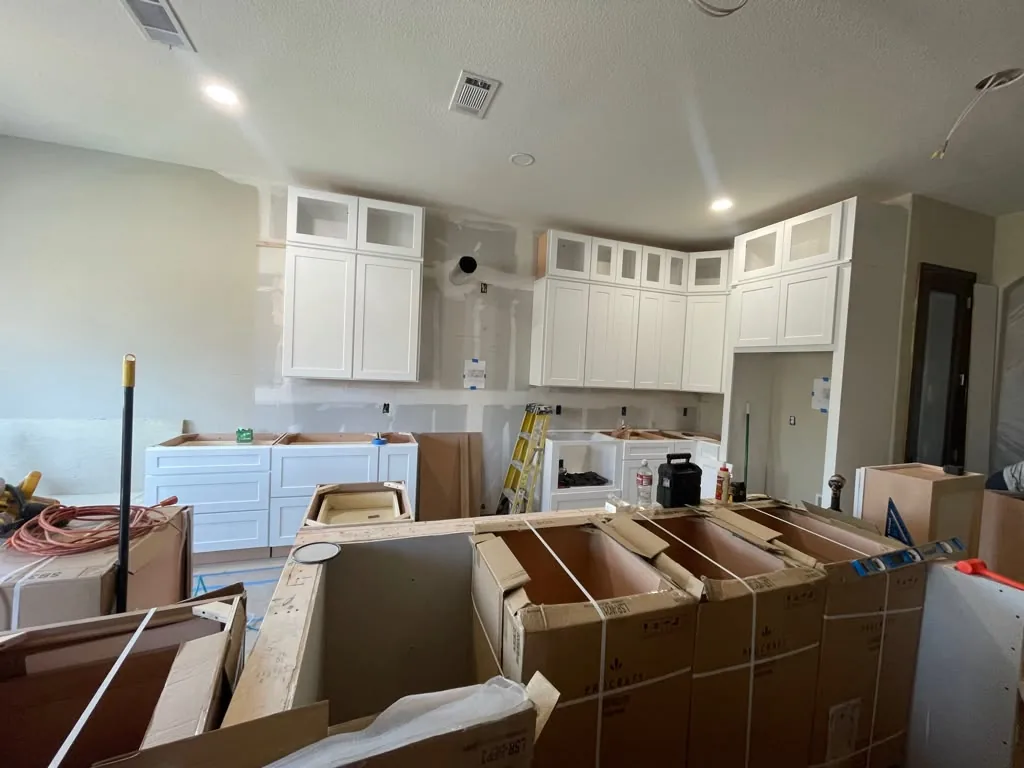 During: cabinets arriving