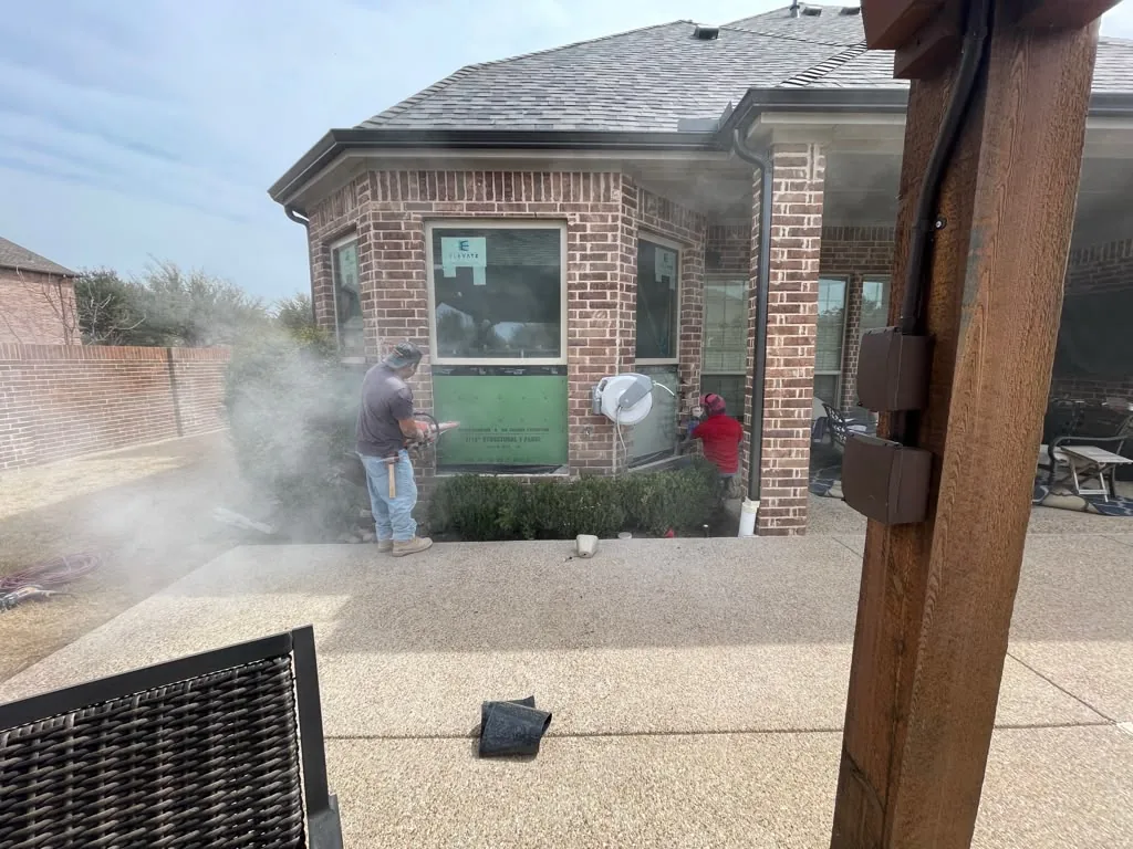 During: cutting new window openings exterior