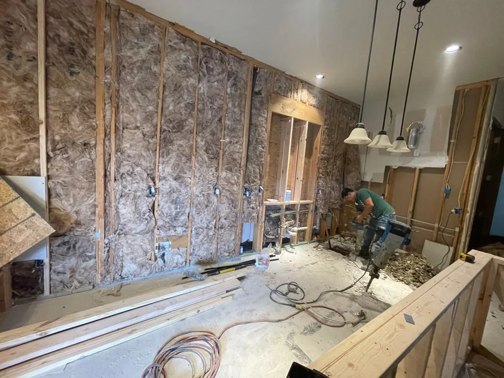 During: demolition of kitchen wall