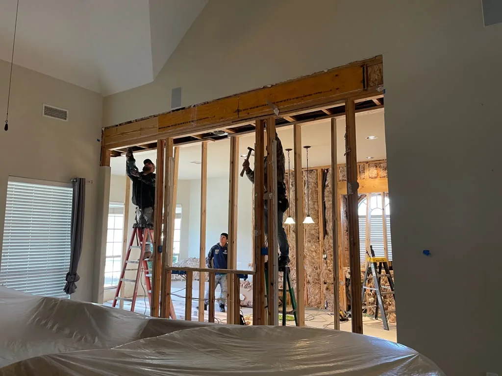 During: wall opened for new beam
